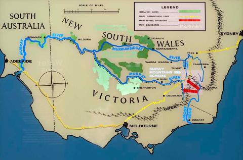 Map of Snowy Mountains Hydro Scheme