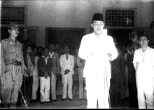 Sukarno declares Indonesia's independence from the Dutch